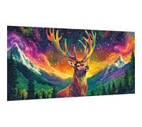 LOMSIOY Grand Diamond Painting Adulte, Cerf Peinture Diamant Adulte Pour Décoration Murale Maison, Aurores 5D DIY Ronde Diamond Art Kit Complet Crystal Art Décorations 30x80 cm