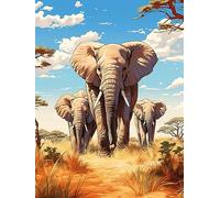 LOMSIOY Kit de peinture diamant 5D à faire soi-même pour adultes, éléphants pour débutants, art diamant animal avec strass ronds pour décoration murale de la maison, 30,5 x 40,6 cm