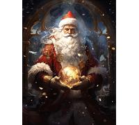 LOMSIOY Kit de peinture diamant 5D à faire soi-même pour adultes, Père Noël pour débutants, art diamant de Noël avec strass ronds pour décoration murale de la maison, 30,5 x 40,6 cm