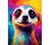 LOMSIOY Kit de peinture diamant 5D à faire soi-même pour adultes, suricate pour débutants, art diamant animal avec strass ronds pour décoration murale de la maison, 30,5 x 40,6 cm