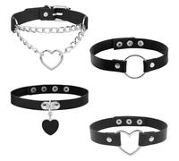 LOMSUXA 4 Pièces Choker Gothic Set Black Collier Femme Fantaisie Choker Ladies Teen Girls Gothic Collar Ras de Cou Femme D'Halloween, Christma Noël