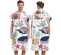 LOMTRATS Poncho de Surf à Séchage Rapide, Serviette à Changer, Robe à Capuche pour Adultes Hommes Femmes, Microfibre Natation Plage Surf Plongée Maison Sources Chaudes Parka de Bain
