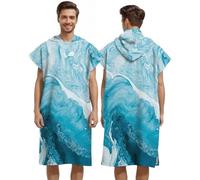 LOMTRATS Poncho de Surf à Séchage Rapide, Serviette à Changer, Robe à Capuche pour Adultes Hommes Femmes, Microfibre Natation Plage Surf Plongée Maison Sources Chaudes Parka de Bain