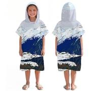 LOMTRATS Poncho de Surf à Séchage Rapide, Serviette à Changer, Robe à Capuche pour Enfants, Microfibre Natation Plage Surf Plongée Maison Sources Chaudes Parka de Bain