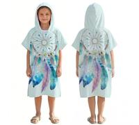 LOMTRATS Poncho de Surf à Séchage Rapide, Serviette à Changer, Robe à Capuche pour Enfants, Microfibre Natation Plage Surf Plongée Maison Sources Chaudes Parka de Bain