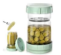 LOMUG Bocal en verre avec passoire, sablier, récipient à concombre, anti-fuite, 1,45 l, séparateur de jus hermétique, récipient pour kimchi, pics et jalapenos