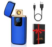 LOMUG Briquet Électrique USB Rechargeable,Cadeau Saint Valentin Homme,Indicateur Puissance Commande Tactile Sans Flamme Coupe-Vent Briquet pour Bougie Barbecue Camping, Cadeau Anniversaire Homme/Femme