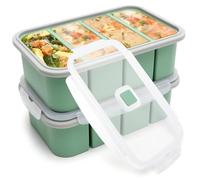 LOMUG Lot de 2 Moule a Soupe Congelation, Moule Soupe Congélateur Plateau de Congélation en Silicone avec Couvercle, Bac à Bouillon Silicone, Récipient à Soupes pour Congeler Le Bouillon La Sauce