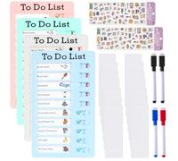 LOMUG Lot de 4 tableaux de cochage, tableau de notes, tableau de coche, tableau pour planification d'apprentissage, planification du temps, enfants sans logo ni police, avec papier vierge, marqueurs