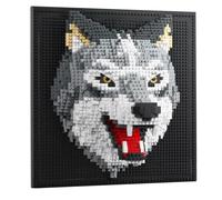LOMUG Lot de blocs de construction 3D loup, mini blocs de construction pour adultes, décoration murale animale, art mural à faire soi-même, pour la maison, le bureau, cadeau créatif pour les
