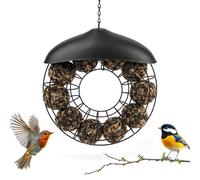 LOMUG Relaxdays Support pour boules de graisse, distributeur de nourriture pour oiseaux, distributeur de boules de graisse à suspendre, mangeoire pour oiseaux sauvages