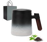 LOMUG Tasse à thé avec couvercle et passoire, 450 ml, grande tasse à thé avec infuseur, en céramique, pour un usage quotidien et au bureau, cadeaux pour papa, grand-père, famille et amis