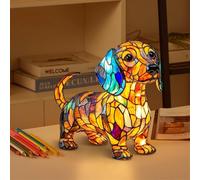 LOMUG Veilleuse décorative en forme de teckel - Lampe en résine - Lampe LED pour chien Lampe décorative pour animaux de compagnie - Lampe de nuit pour les fans de chiens