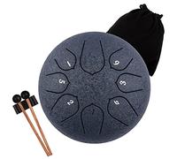 Lomuty 6 Pouces 15 cm Tambour de Langue en Acier, 8 Notes C Majeur, Instrument de Percussion, Tambour à Main avec Sac, Livre de Musique, Maillets et Médiators(Bleu foncé)