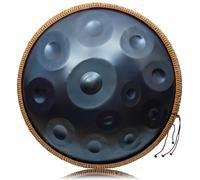 LOMUTY Handpan D Mineur Kurde 440HZ 22 Pouces 14 Tons, Acier Drum Instrument de Musique, Tambour Avec Sac, Handpan Stand, Tambourin Pour La Guérison Sonore, La Méditation Ou Le Yoga, Bleu