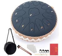 LOMUTY Steel Tongue Drum C Majeur, 12 Pouces 30cm 15 Notes Tambour à Langue, Handpan pour la Guérison par Le Son, la Méditation, L'éducation Musicale et le Yoga, Hand Pan comme Cadeau, Bleu Foncé