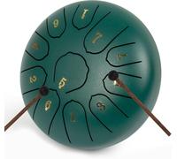 LOMUTY Steel Tongue Drum C Majeur, 6 Pouces 15cm 11 Notes Tambour à Langue, Handpan pour la Guérison par Le Son, la Méditation, L'éducation Musicale et le Yoga, Hand Pan comme Cadeau, Vert
