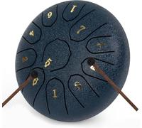 LOMUTY Steel Tongue Drum C Majeur, 6 Pouces 15cm 11 Notes Tambour à Langue, Handpan pour la Guérison par Le Son, la Méditation, L'éducation Musicale et le Yoga, Hand Pan comme Cadeau, Bleu Foncé