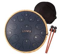 LOMUTY Tambour à Langue en Acier, Touche D 15 Notes Tambour à Main de 13 Pouces, Instrument de Percussion à Main pour L'éducation Musicale (Marin)