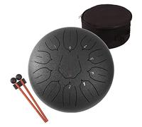 Lomuty Tambour de Langue en Acier, 12 Pouces 30cm,11 Notes C Majeur, Instrument de Percussion, Tambour à Main avec Sac, Livre de Musique, Maillets et Médiators (Noir)