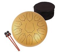 Lomuty Tambour de Langue en Acier, 12 Pouces 30cm,11 Notes C Majeur, Instrument de Percussion, Tambour à Main avec Sac, Livre de Musique, Maillets et Médiators (or)