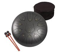Lomuty Tambour de Langue en Acier, 12 Pouces 30cm,11 Notes C Majeur, Instrument de Percussion, Tambour à Main avec Sac, Livre de Musique, Maillets et Médiators (Argent)