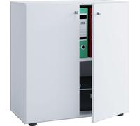 Lona Armoire universelle de bureau, commode de bureau, armoire basse, 2 portes, blanc.