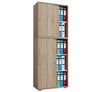 Lona XXL Armoire de bureau avec 4 portes coulissantes et serrure, imitation chêne Sonoma.