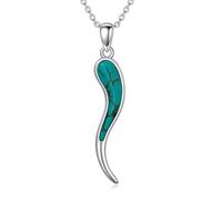 LONAGO Collier italien en corne argentée pour femme Protection Bijoux raffinés Collier italien en corne turquoise 25 mm de longueur