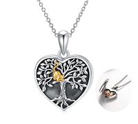 LONAGO Collier Médaillon Photo Arbre de Vie Qui Détient l'image Argent Sterling 925 Chat Mignon Médaillon Pendentif Collier Bijoux pour Femmes
