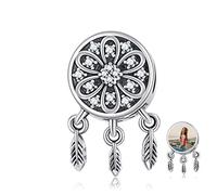 LONAGO Personnalisé Photo Breloque en Argent Sterling 925 Images Personnalisées Perles Européennes Breloque Fit Bracelet (Attrapeur de rêves)