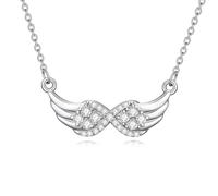 LONAGO Silberne Halskette mit Engelsflügel-Anhänger für Damen