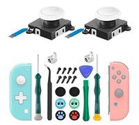 LONANDY Joycon - Lot de 2 joysticks de rechange pour Nintendo Switch Lite/Switch OLED/Joycon - Kit d'outils de réparation Joycon avec capuchons et joysticks Switch (blanc)