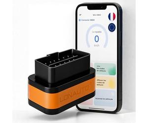 LONAUTO® Scanner OBD2 Bluetooth Appli Gratuite en Français | Lecteur Effaceur Codes Défauts pour Voiture Universel | Prise OBD Boitier Additionnel Outil Valise Diagnostic Auto Multimarque Balise Diag