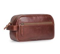 Londo - Articles de Toilette en Cuir véritable Dopp kit, Sac de Rangement pour Organisateur de Rasage pour Maquillage, étui - Unisexe (Marron Clair)