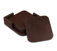 Londo Dessous de Verre en Cuir (Lot de 4) - Surface Antidérapante