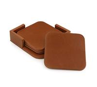 Londo Dessous de Verre en Cuir (Lot de 4) - Surface Antidérapante