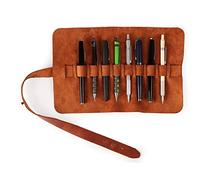 Londo Étui à Crayons en Cuir Véritable, Trousse Roulante - Organiseur à Crayons Élégant, Étui à Stylo, Range-Crayons, Boîte à Crayons