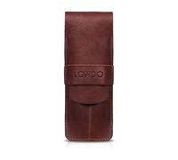 Londo Étui en Cuir Véritable pour Stylos et Crayons avec Rabat Pliant, Trousse de Bureau - Deux Compartiments