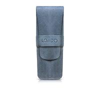 Londo Étui en Cuir Véritable pour Stylos et Crayons avec Rabat Pliant, Trousse de Bureau - Deux Compartiments