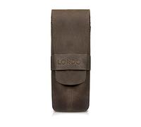 Londo Étui en Cuir Véritable pour Stylos et Crayons avec Rabat Pliant, Trousse de Bureau - Deux Compartiments