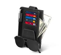 Londo Pare Soleil de Voiture Organisateur en Cuir, Organizer pour Pare Soleil, Étui de Rangement pour Carte de Licence, Bill, Document, Lunettes