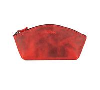 Londo Pochette en Cuir Véritable en Forme de Gondole - Trousse Maquillage Femme, Sac de Pochette Toilette, Sac à Cosmétique avec Fermeture éclair, pour Voyage Rangement (Rouge)