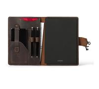 Londo Porte-Documents en Cuir Véritable avec Bloc-Notes et Fermeture à Pression