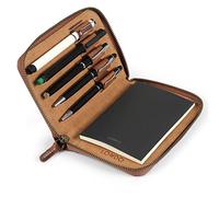 Londo Porte-Documents en Cuir Véritable - Conférencier avec Porte-Stylo, Bloc-Notes et Fermeture Éclair pour Bureau, Affaires & Voyage