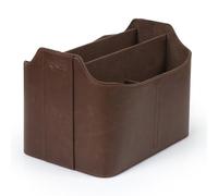 Londo Porte-Télécommande en Cuir - Organisateur de Bureau avec Emplacement Tablette, Rangement Pinceaux Maquillage et Ustensiles, Grand Caddy avec 5 Compartiments
