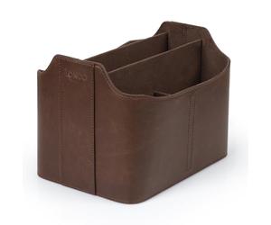 Londo Porte-Télécommande en Cuir - Organisateur de Bureau avec Emplacement Tablette, Rangement Pinceaux Maquillage et Ustensiles, Grand Caddy avec 5 Compartiments