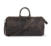 Londo Sac de Sport en Cuir Véritable - Sac de Voyage pour Homme & Femme avec une Sangle d’Épaule Ajustable & une Poche Intérieure (Châtaigne)