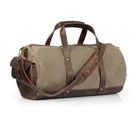 Londo Sac de Sport en Toile et Cuir Pleine Fleur (Marron Clair)