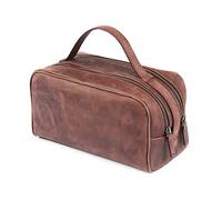 Londo Sac Voyage Cuir Véritable 2 Compartiments Unisexe, Bagage Cabine, Trousse Toilette, 29x16x13cm - Noir, Marron, Vert, Bleu Marine, Gris, Camel